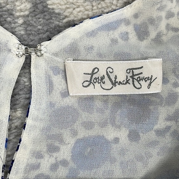 LoveShackFancy Nellie Blouse Floral Print Silk Biscay Blue Peplum Sz XS - Picture 13 of 14